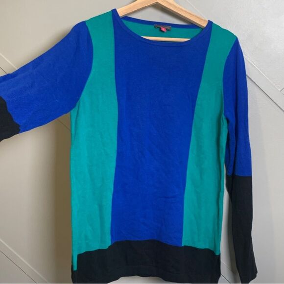 Vince Camuto Green Blue Colorblock Sweater Size Large - Picture 3 of 9